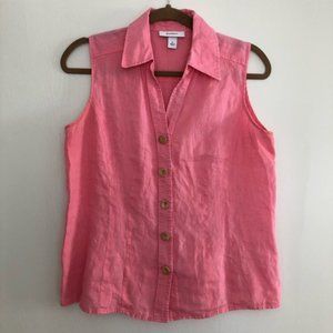Linen Button Down Tank with Wooden Buttons